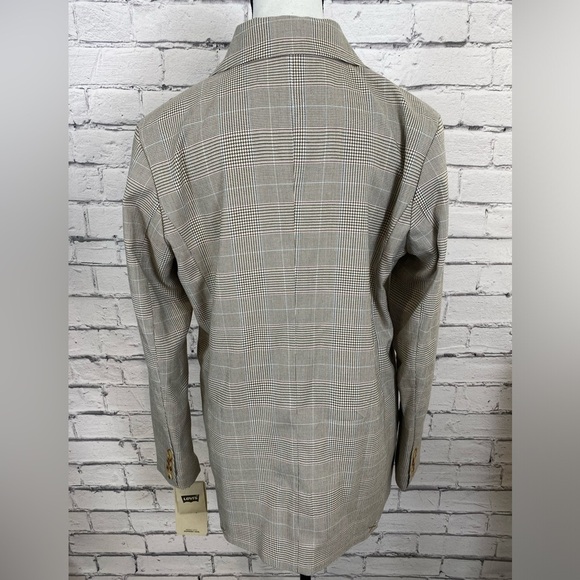 Levi’s Tan Plaid Double Breasted Blazer Oversized Small - Picture 8 of 13